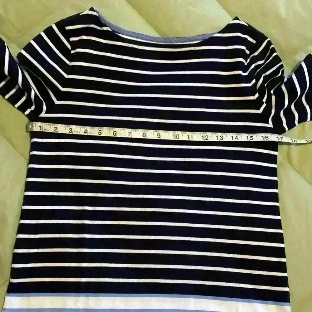 Talbots XS Boat Neck Red, White & Blue 3/4 Sleeve Shirt Top. - Picture 8 of 10